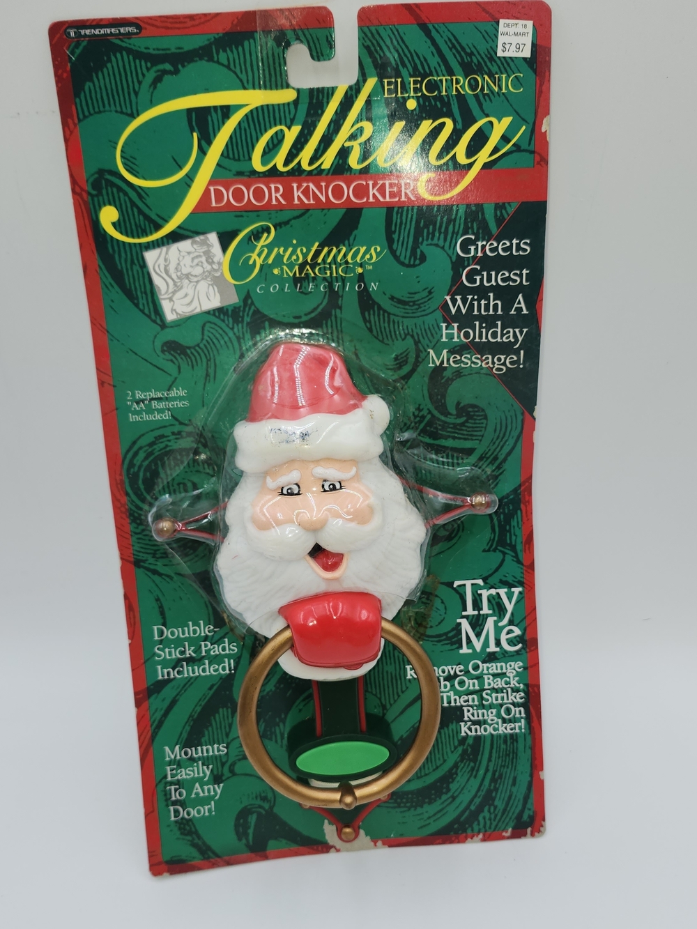 Christmas Magic Electronic Santa Door Knocker - Red & White